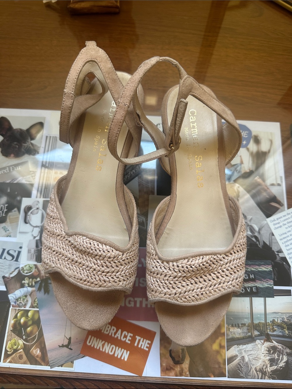 Carmen Salas (nude) made in Spain  ankle strap sandals, Anthropologie